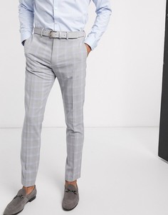 Серо-голубые брюки скинни в клетку ASOS DESIGN Wedding-Серый