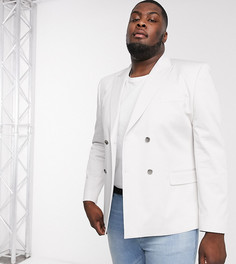 Серый двубортный пиджак скинни из хлопка ASOS DESIGN Plus