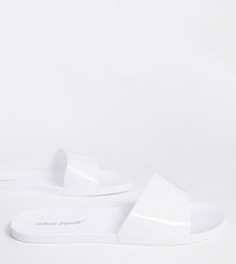 Белые шлепанцы из гибкого пластика для широкой стопы Public Desire-Белый