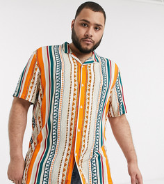 Рубашка из вискозы в полоску с ацтекским принтом ASOS DESIGN Plus-Оранжевый