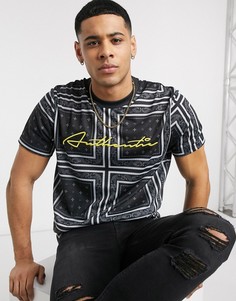 Футболка с принтом пейсли и контрастной вышивкой ASOS DESIGN-Черный