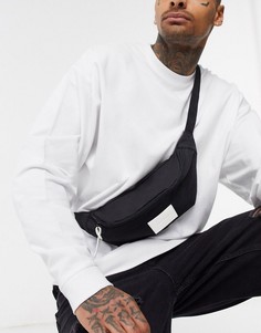 Черно-белая сумка-кошелек на пояс с нашивкой-логотипом ASOS DESIGN-Черный
