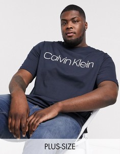 Темно-синяя футболка с логотипом Calvin Klein Big and Tall-Темно-синий