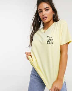 Желтая футболка с надписью "you got this" ASOS DESIGN-Желтый
