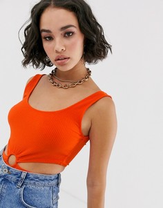 Оранжевое боди с кольцом Bershka-Оранжевый
