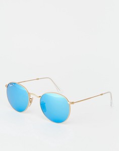 Круглые поляризованные солнцезащитные очки Ray-Ban RB3447-Золотой