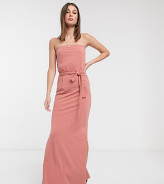 Розовое платье-бандо макси с поясом эксклюзивно для ASOS DESIGN Tall-Розовый