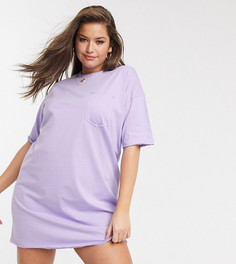 Лавандовое платье-футболка в стиле oversized с карманом ASOS DESIGN Curve-Фиолетовый