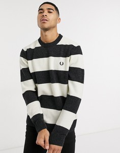 Черно-белый джемпер в полоску с круглым вырезом Fred Perry-Черный