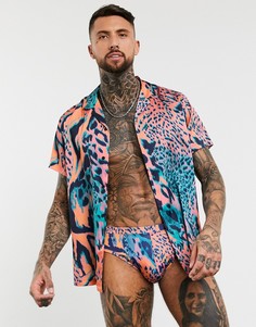 Плавки от комплекта с анималистичным принтом ASOS DESIGN-Мульти