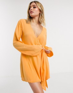 Пляжное платье-рубашка с запахом и поясом ASOS DESIGN-Оранжевый