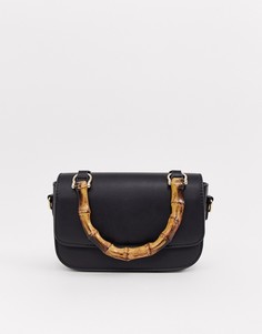 Черная броская сумка с бамбуковыми ручками My Accessories London-Черный