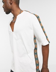 Длинная oversized-футболка из органического хлопка с лентами ASOS DESIGN-Белый