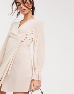 Светло-розовое платье мини с запахом ASOS DESIGN-Розовый