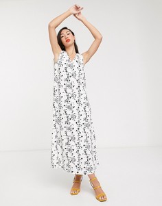 Платье миди без рукавов с винтажным цветочным принтом Glamorous-Белый