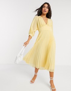 Желтое платье миди с рукавами "летучая мышь" ASOS DESIGN-Желтый