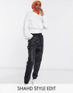 Черные джоггеры из искусственной кожи ASOS DESIGN-Черный