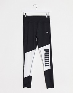 Черно-белые леггинсы длиной 7/8 с логотипом Puma-Черный