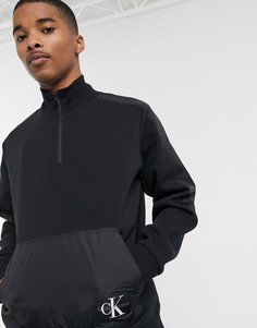 Черный свитшот с короткой молнией Calvin Klein Jeans