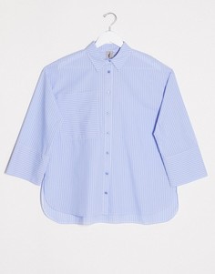 Хлопковая oversized-рубашка в полоску с длинными рукавами ASOS DESIGN-Мульти