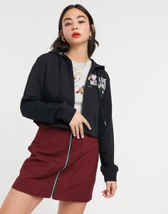 Короткий худи на молнии с логотипом Love Moschino-Черный
