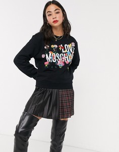 Свитшот с цветочным принтом и логотипом Love Moschino-Черный