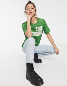 Футболка с принтом травы и логотипом Love Moschino-Зеленый