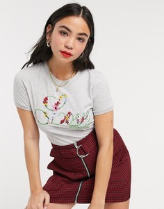 Футболка с вышитым логотипом Love Moschino-Серый