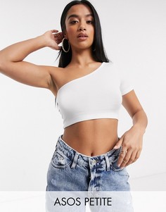 Белый кроп-топ на одно плечо ASOS DESIN Petite