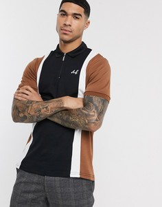 Поло бежевого/черного цвета Burton Menswear MB-Коричневый