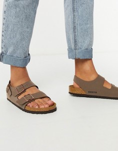 Сандалии из нубука цвета мокко Birkenstock milano birko-flor-Коричневый