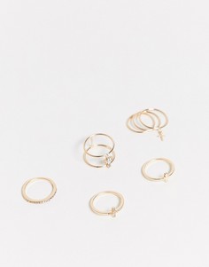5 золотистых минималистичных наборных колец ALDO-Золотой