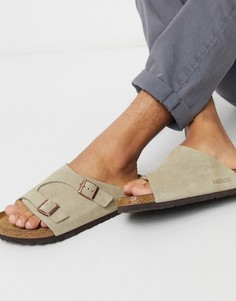 Серо-коричневые замшевые сандалии Birkenstock zurich-Бежевый