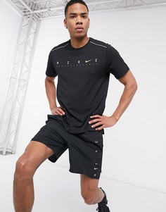 Черная футболка с логотипом на груди Nike Running Miler tech-Черный