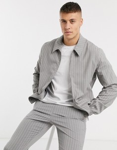 Серая полосатая куртка Харрингтон в полоску ASOS DESIGN-Серый