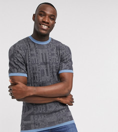 Трикотажная футболка с фактурным текстовым рисунком ASOS DESIGN Tall-Серый