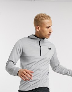 Серая куртка с капюшоном и короткой молнией New Balance Running tenacity-Серый