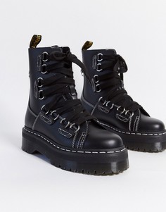 Черные кожаные ботинки на платформе Dr Martens-Красный