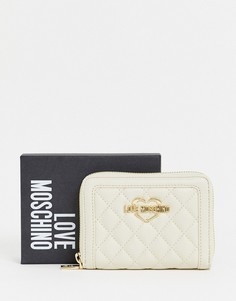 Стеганый кошелек на молнии Love Moschino-Кремовый