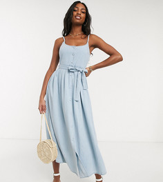 Мягкое джинсовое платье миди ASOS DESIGN Tall-Синий