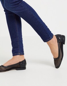 Черные балетки с квадратным носком ASOS DESIGN-Черный