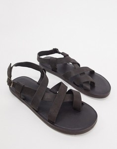 Коричневые кожаные сандалии ASOS DESIGN-Коричневый