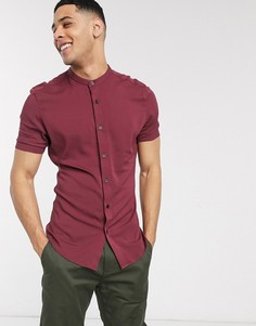 Приталенная вискозная рубашка с воротником на пуговице ASOS DESIGN-Красный