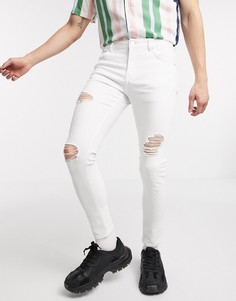 Белые джинсы с напылением и рваной отделкой ASOS DESIGN-Белый