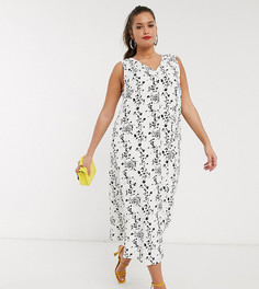 Платье миди без рукавов с винтажным цветочным принтом Glamorous Curve-Белый