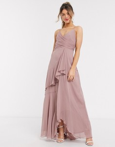 Розовое многослойное платье макси на бретельках ASOS DESIGN-Розовый