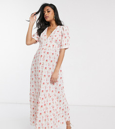 Чайное платье макси на пуговицах с цветочным принтом ASOS DESIGN Maternity-Мульти