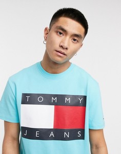 Голубая футболка с логотипом Tommy Jeans-Синий