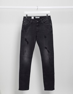 Черные рваные джинсы зауженного кроя Celio-Черный