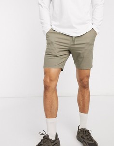 Шорты чиносы скинни цвета хаки с эластичной талией ASOS DESIGN-Зеленый